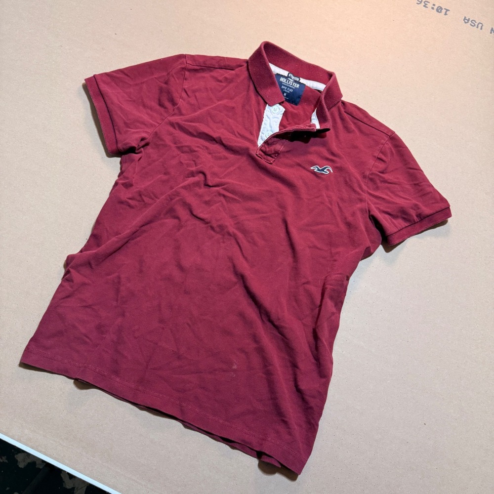 Hollister Polo Shirt Medium Red Good Short Sleeve Epic Flex Stretch